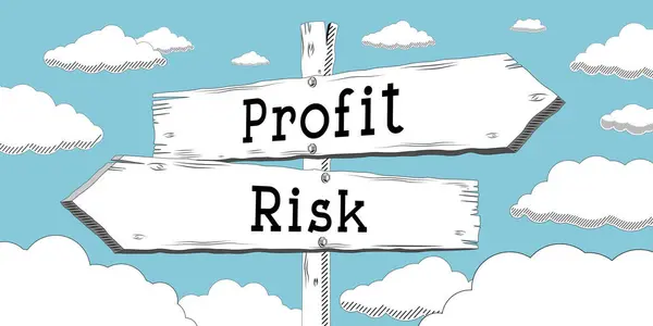 Profit Risk Outline Signpost Two Arrows — Stock Photo, Image
