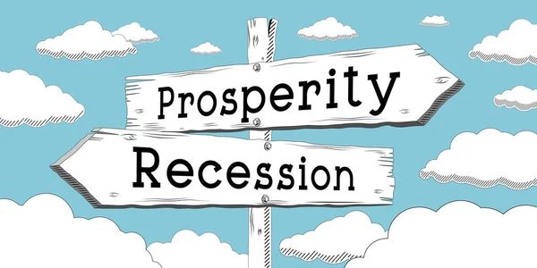 Prosperidade Recessão Sinalização Contorno Com Duas Setas — Fotografia de Stock