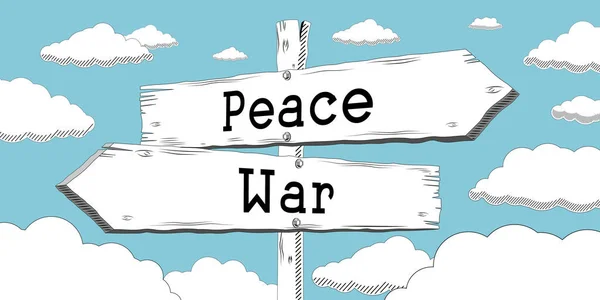 戦争と平和 2本の矢でサインポスト — ストック写真