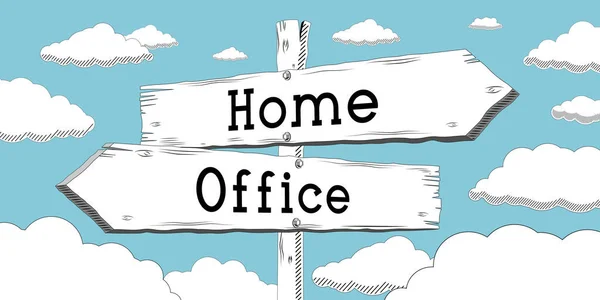 Home office - outline signpost with two arrows