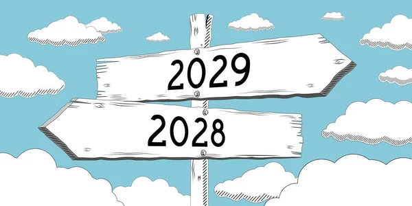 2028 2029 Señal Contorno Con Dos Flechas —  Fotos de Stock