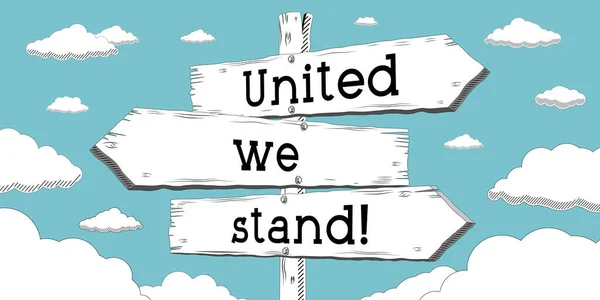 United we stand - outline signpost with three arrows