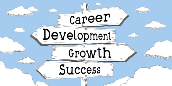 Career, development, growth, success - outline signpost with four arrows