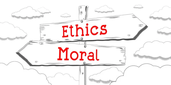 Ética Moral Esboço Sinalização Com Duas Setas — Fotografia de Stock