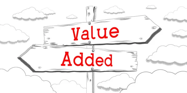 Added value - outline signpost with two arrows
