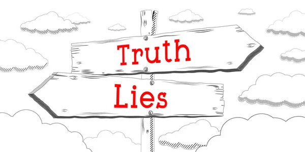 Verdade Mentiras Esboço Sinalização Com Duas Setas — Fotografia de Stock
