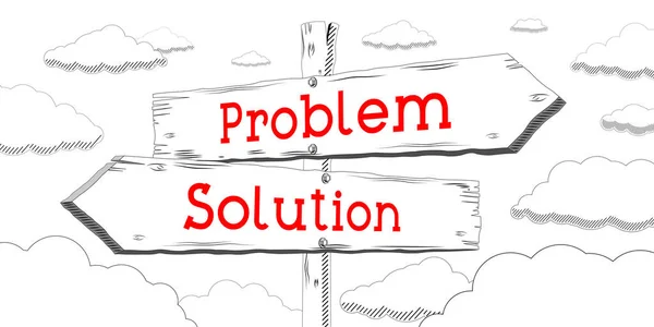 Problem Lösning Skiss Skylt Med Två Pilar — Stockfoto