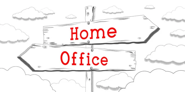 Home office - outline signpost with two arrows