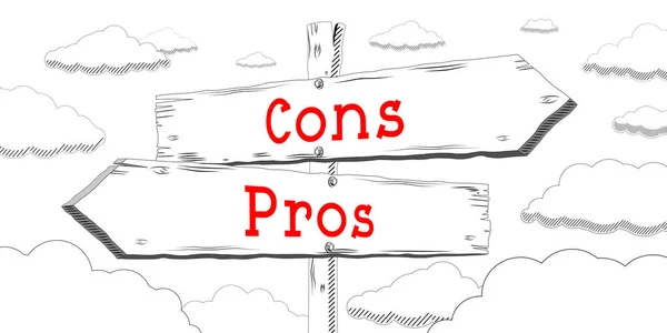Cons and pros - outline signpost with two arrows