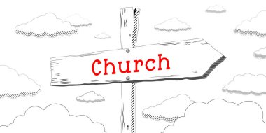 Kilise - tek oklu sınır işareti