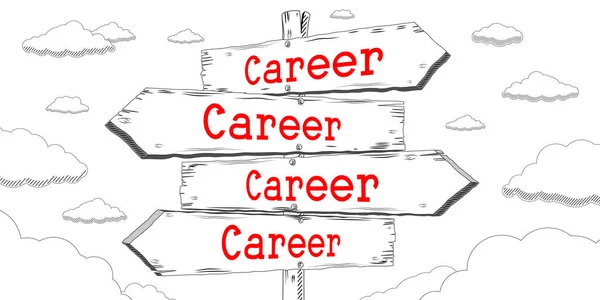 Career - outline signpost with four arrows