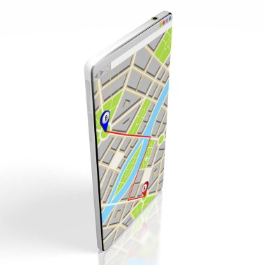 Pazar güzergahı olan şehir haritası akıllı telefonda iki lobut - 3D illüstrasyon