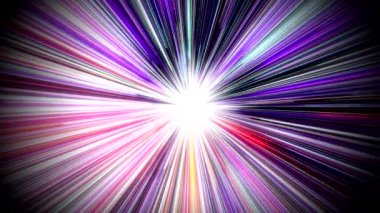 Moving forward inside science fiction tunnel with many purple, violet, blue, red, yellow and white light streaks - great for topics like hyperspace, time travel or teleportation etc. 3D 4k seamless loop animation (3840x2160px)