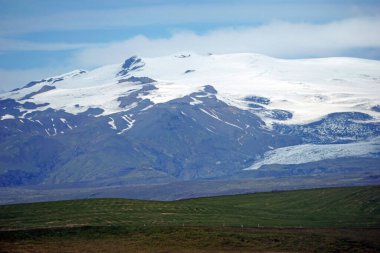 Yazın İzlanda 'da Solheimajokull buzulu