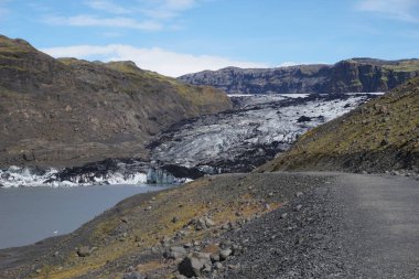 Yazın İzlanda 'da Solheimajokull buzulu