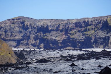 Yazın İzlanda 'da Solheimajokull buzulu