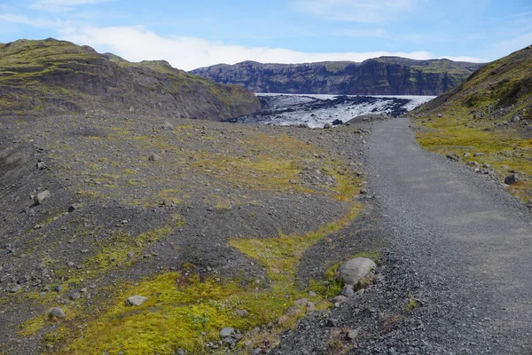 Footpath Solheimajokull Glacier Distance Iceland — Stock Photo, Image