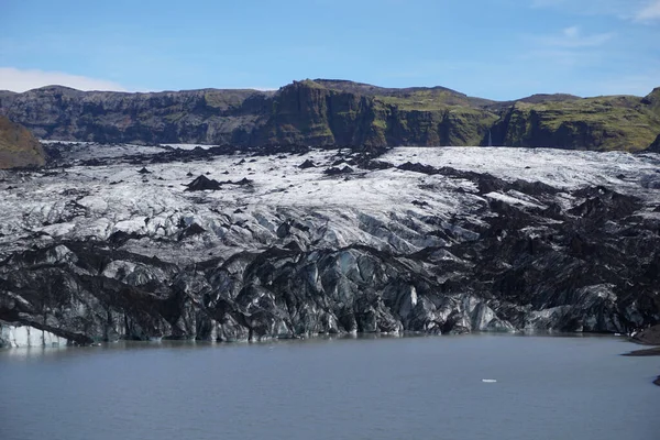 Lodowiec Topniejący Jeziorze Solheimajokull Islandia — Zdjęcie stockowe