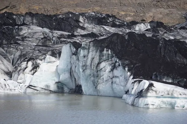 Geleira Derreter Num Lago Solheimajokull Islândia — Fotografia de Stock