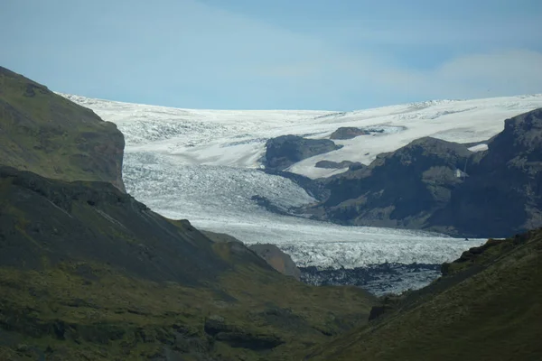 Solheimajokull Ledovec Islandu Létě — Stock fotografie