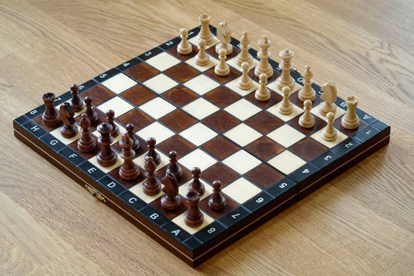 Чорно Білі Шахові Фігури Дошці Вид Зверху — стокове фото