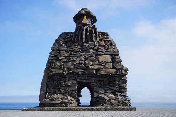 stock image Arnastrapi, Iceland - August 6th, 2022 - Statue of Bardur Snaefellas troll made by Ragnar Kjartansson