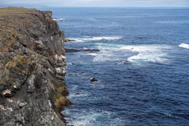 Snaefellsnes Yarımadası, İzlanda 'daki Arnastrapi köyündeki kayalıklar