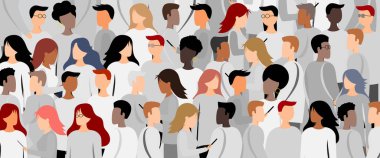 Farklı görünümlü kadın ve erkek siluetleri - çeşitlilik konsepti - vektör illüstrasyonu