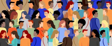 Farklı görünümlü kadın ve erkek siluetleri - çeşitlilik konsepti - vektör illüstrasyonu