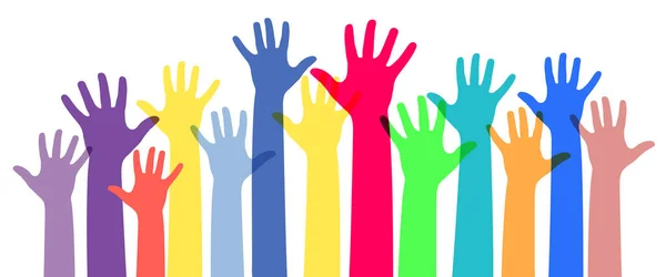 Mãos Humanas Coloridas Conceito Diversidade Ilustração Vetorial —  Vetores de Stock