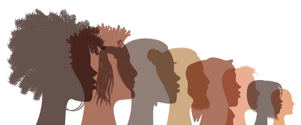 Wielorasowe Sylwetki Mężczyzn Kobiet Różnym Wyglądzie Koncepcja Różnorodności Ilustracja Wektorowa — Wektor stockowy