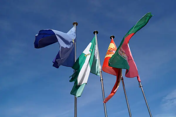 Flags European Union Spain Andalusia Granada Royalty Free Stock Photos