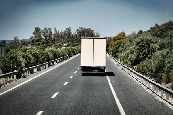 Camión Una Carretera Vista Trasera — Foto de Stock