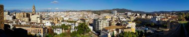 Malaga şehrinin panoramik manzarası, Endülüs, İspanya