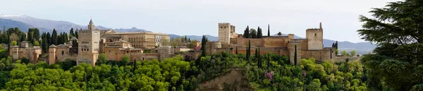 Panoramiczny Widok Twierdzę Alhambra Granadzie Andaluzja Hiszpania — Zdjęcie stockowe
