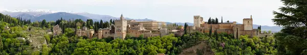 Panoramiczny Widok Twierdzę Alhambra Granadzie Andaluzja Hiszpania — Zdjęcie stockowe