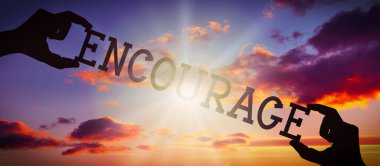 Cesaret - insan elleri siyah siluet kelime tutuyor