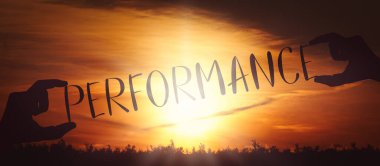 Performans - insan eli siyah siluet kelime tutuyor