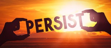 Israrcı - insan elleri siyah siluet kelime tutuyor