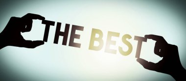 En iyisi - insan eli siyah siluet kelime, eğik arkaplan