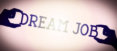 Rüya işi - insan elleri siyah siluet kelime tutuyor, eğik arkaplan