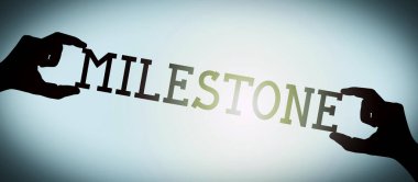 Kilometre Taşı - insan eli siyah siluet kelime, eğim arkaplanı