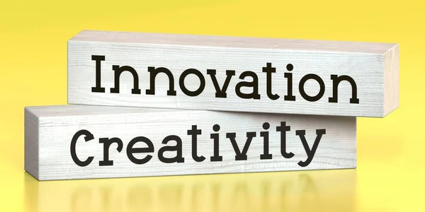 Innovación Creatividad Palabras Bloques Madera Ilustración — Foto de Stock