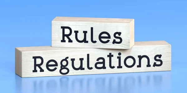 Regras Regulamentos Palavras Sobre Blocos Madeira Ilustração — Fotografia de Stock