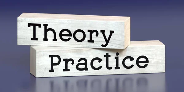 Theory Practice Words Wooden Blocks Illustration — Stock Photo, Image
