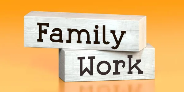 Familia Trabajo Palabras Bloques Madera Ilustración — Foto de Stock
