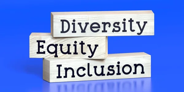 Diversidad Equidad Inclusión Palabras Sobre Bloques Madera Ilustración —  Fotos de Stock