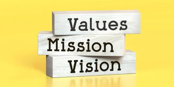 Värden Uppdrag Vision Ord Träklossar Illustration — Stockfoto