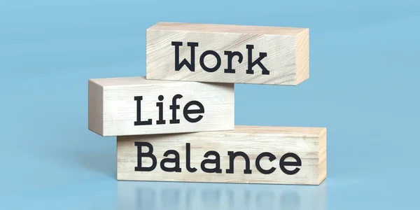 Trabajo Vida Equilibrio Palabras Bloques Madera Ilustración —  Fotos de Stock