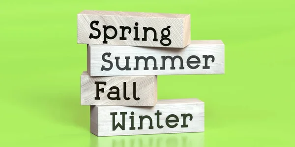 Άνοιξη Καλοκαίρι Φθινόπωρο Χειμώνας Λέξεις Ξύλινα Μπλοκ Εικονογράφηση — Φωτογραφία Αρχείου